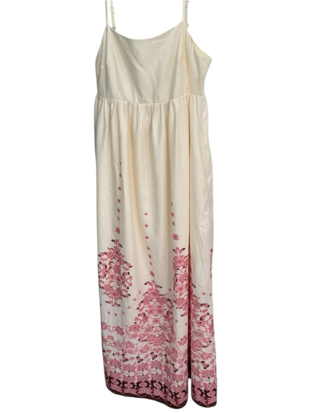 Commense Ivory Maxi Dress with Pink Floral Border - Picture 5 of 12